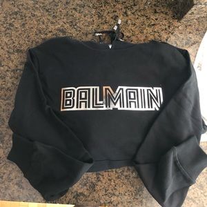 Balmain Black Embossed Hoodie